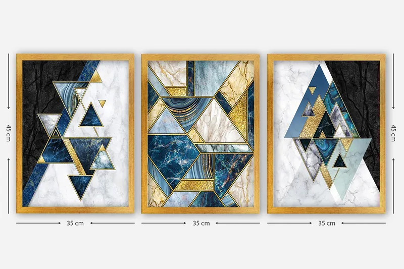 Dekorativ inramad målning 3-Delar 35x45 cm - Flerfärgad - Inredning - Tavlor & konst - Canvastavlor