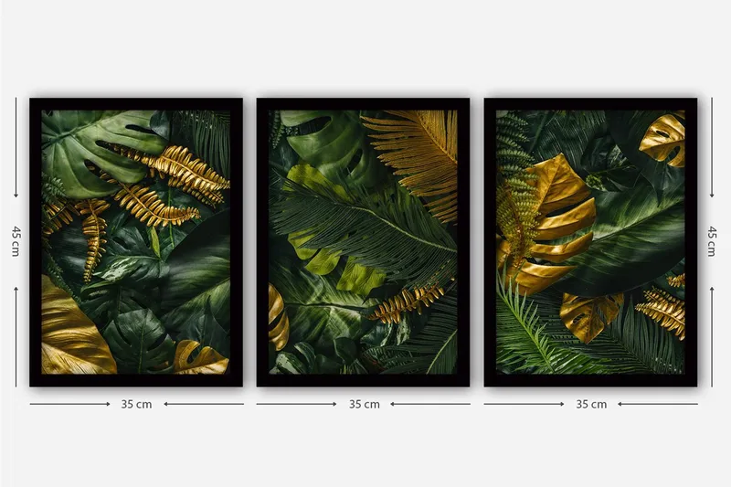 Dekorativ inramad målning 3-Delar 35x45 cm - Flerfärgad - Inredning - Tavlor & konst - Canvastavlor