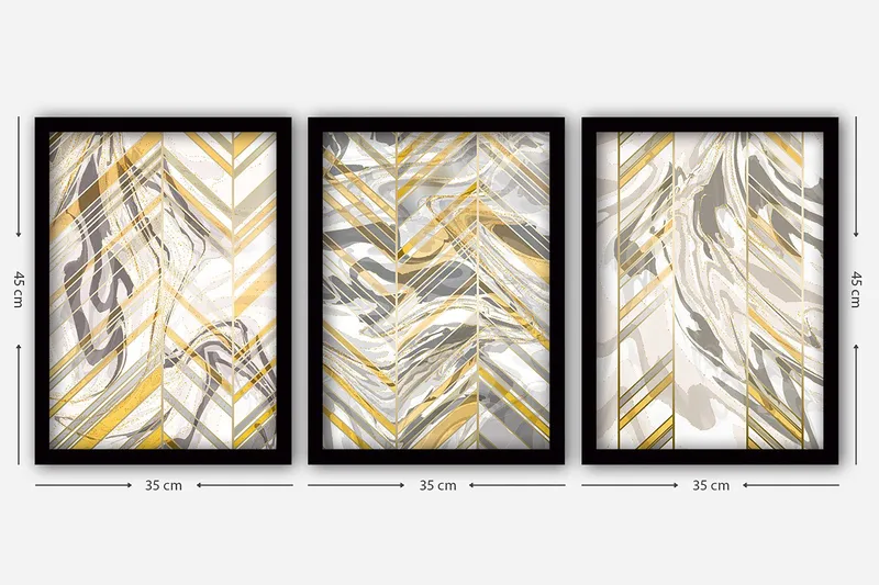 Dekorativ inramad målning 3-Delar 35x45 cm - Flerfärgad - Inredning - Tavlor & konst - Canvastavlor
