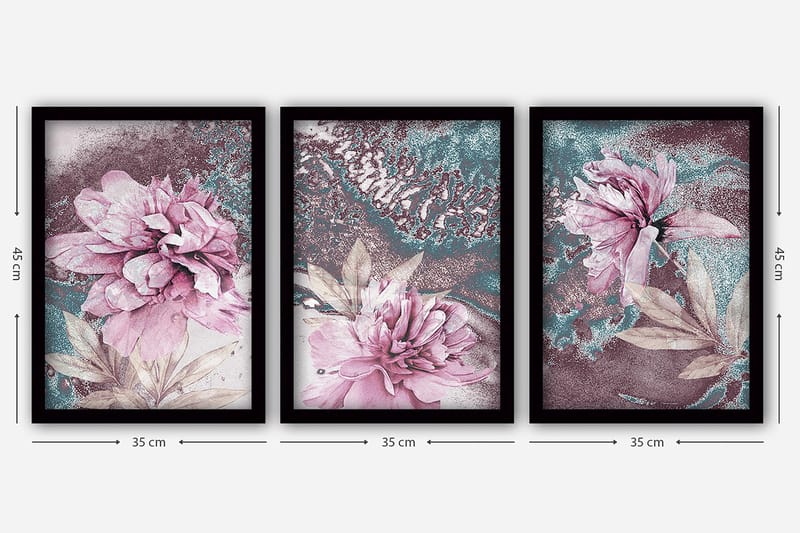 Dekorativ inramad målning 3-Delar 35x45 cm - Flerfärgad - Inredning - Tavlor & konst - Canvastavlor