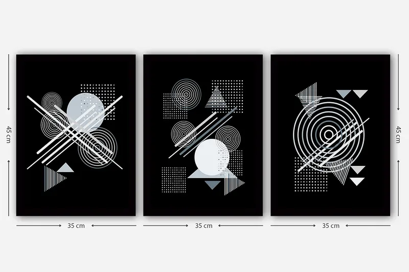 Dekorativ inramad målning 3-Delar 35x45 cm - Flerfärgad - Inredning - Tavlor & konst - Canvastavlor