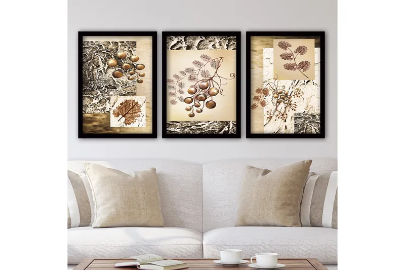 Dekorativ inramad målning 3-Delar 35x45 cm, Flerfärgad