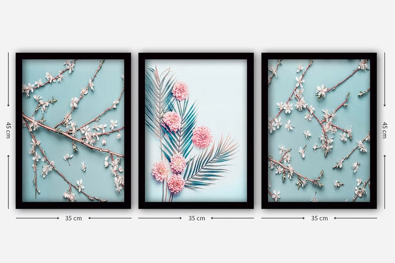 Dekorativ inramad målning 3-Delar 35x45 cm - Flerfärgad - Inredning - Tavlor & konst - Canvastavlor