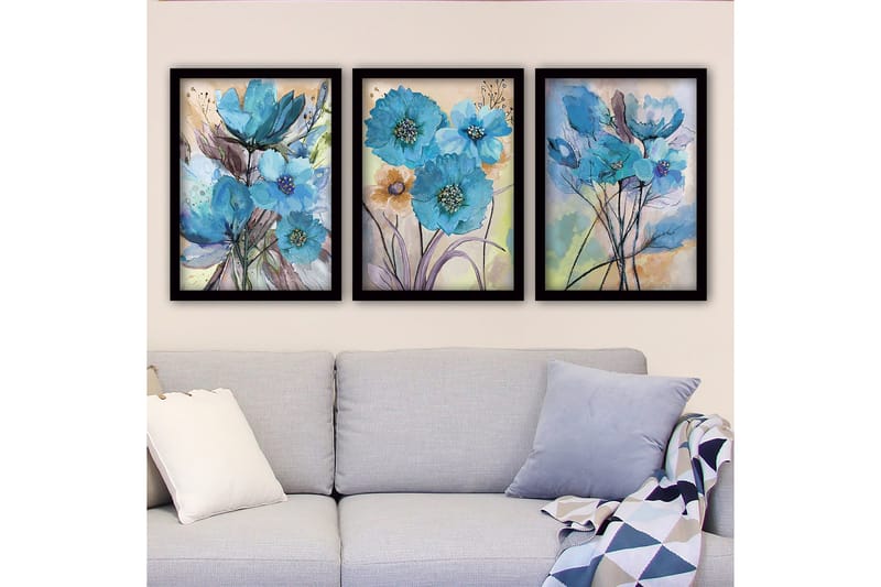 Dekorativ inramad målning 3-Delar 35x45 cm, Flerfärgad