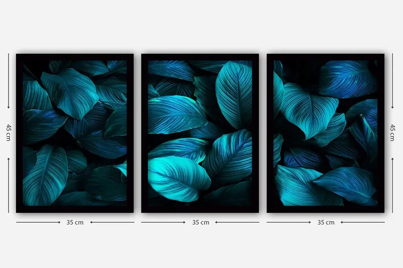 Dekorativ inramad målning 3-Delar 35x45 cm - Flerfärgad - Inredning - Tavlor & konst - Canvastavlor