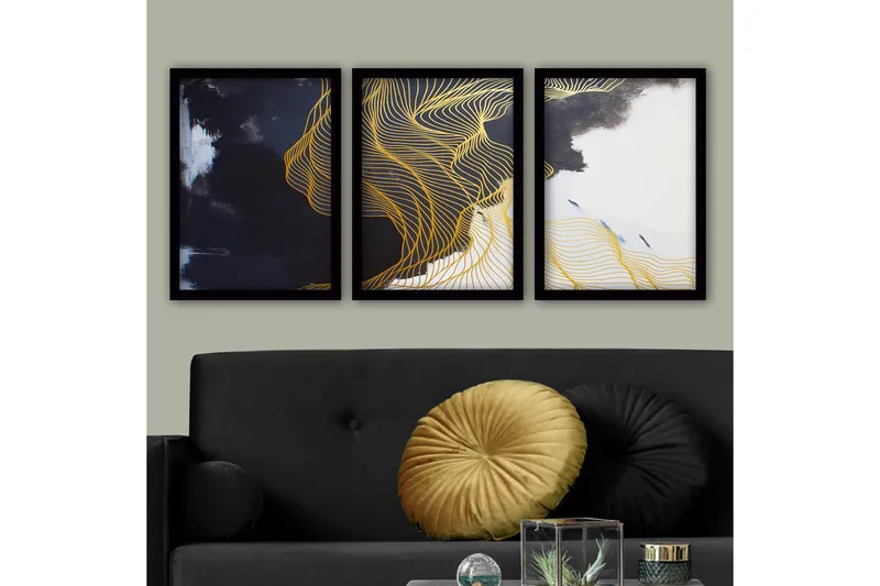 Dekorativ inramad målning 3-Delar 35x45 cm, Flerfärgad