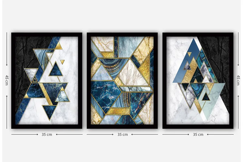 Dekorativ inramad målning 3-Delar 35x45 cm - Flerfärgad - Inredning - Tavlor & konst - Canvastavlor