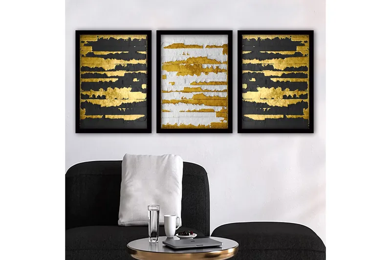 Dekorativ inramad målning 3-Delar 35x45 cm, Flerfärgad