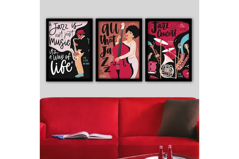 Dekorativ inramad målning 3-Delar 35x45 cm, Flerfärgad