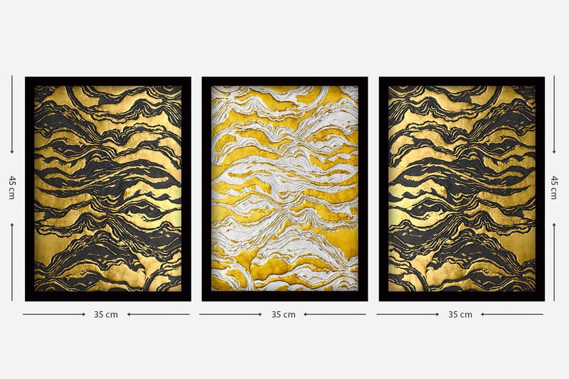 Dekorativ inramad målning 3-Delar 35x45 cm - Flerfärgad - Inredning - Tavlor & konst - Canvastavlor