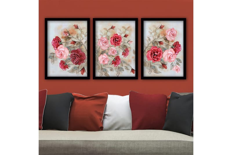 Dekorativ inramad målning 3-Delar 35x45 cm, Flerfärgad