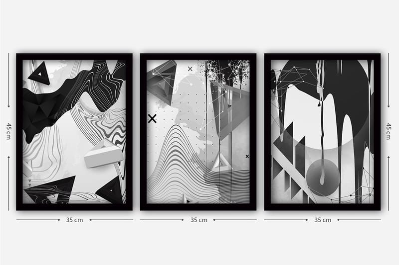 Dekorativ inramad målning 3-Delar 35x45 cm - Flerfärgad - Inredning - Tavlor & konst - Canvastavlor