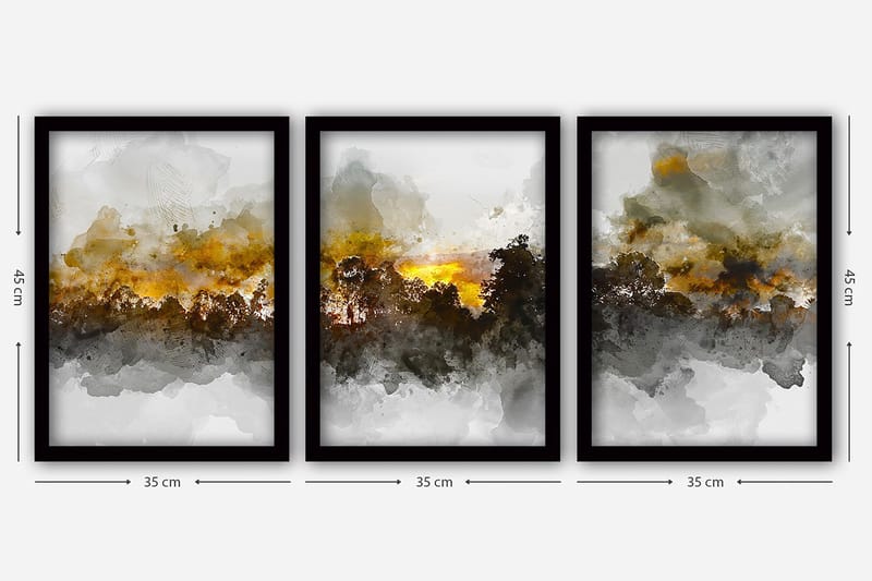 Dekorativ inramad målning 3-Delar 35x45 cm - Flerfärgad - Inredning - Tavlor & konst - Canvastavlor
