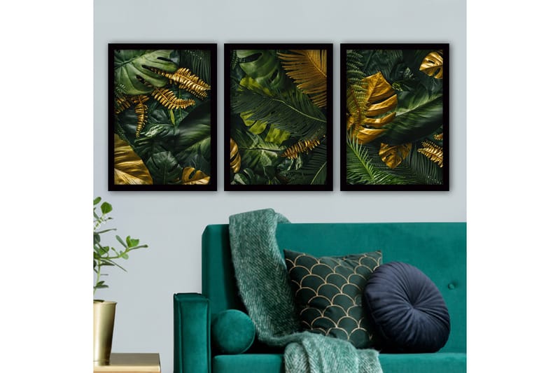 Dekorativ inramad målning 3-Delar 35x45 cm - Flerfärgad - Inredning - Tavlor & konst - Canvastavlor