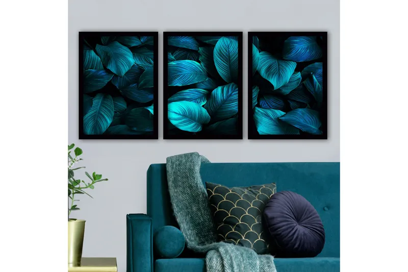 Dekorativ inramad målning 3-Delar 35x45 cm, Flerfärgad