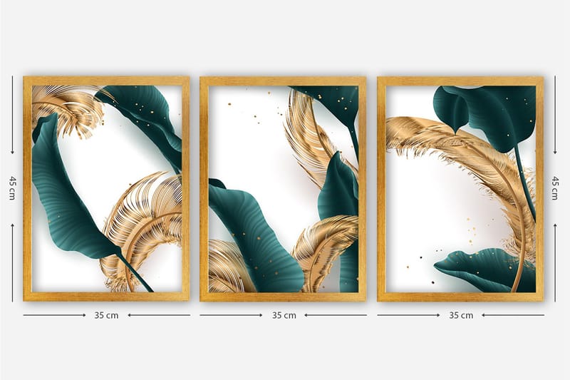 Dekorativ inramad målning 3-Delar 35x45 cm - Flerfärgad - Inredning - Tavlor & konst - Canvastavlor
