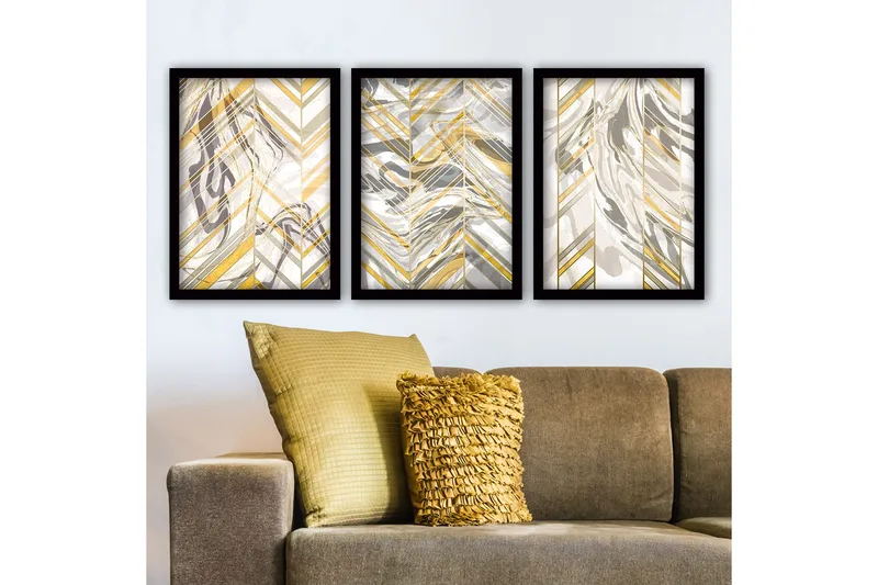 Dekorativ inramad målning 3-Delar 35x45 cm, Flerfärgad