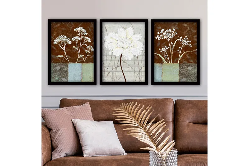 Dekorativ inramad målning 3-Delar 35x45 cm, Flerfärgad