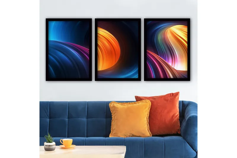 Dekorativ inramad målning 3-Delar 35x45 cm, Flerfärgad
