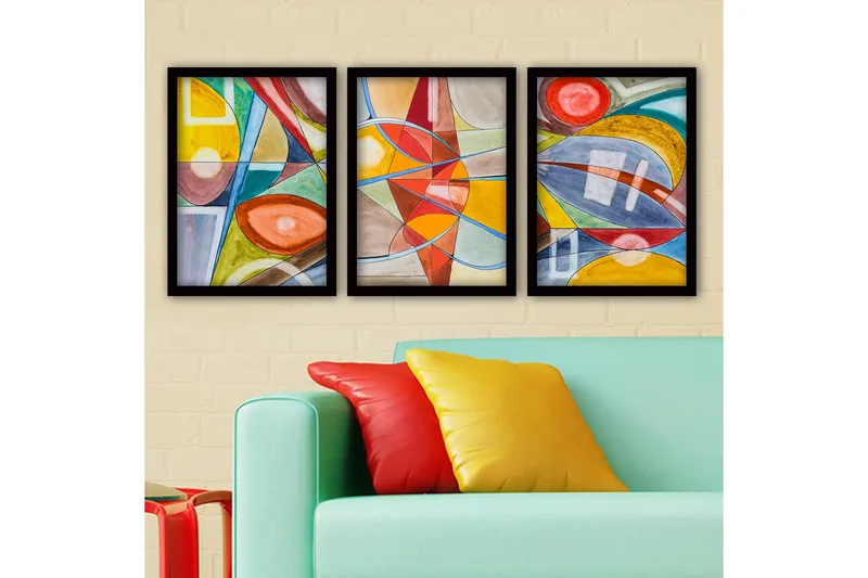 Dekorativ inramad målning 3-Delar 35x45 cm, Flerfärgad