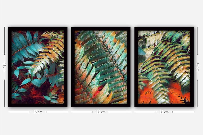 Dekorativ inramad målning 3-Delar 35x45 cm - Flerfärgad - Inredning - Tavlor & konst - Canvastavlor
