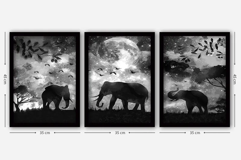 Dekorativ inramad målning 3-Delar 35x45 cm - Flerfärgad - Inredning - Tavlor & konst - Canvastavlor