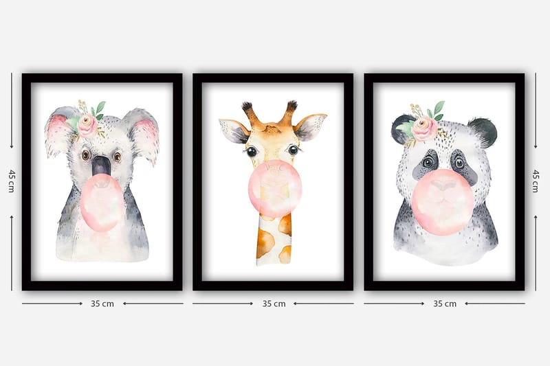 Dekorativ inramad målning 3-Delar 35x45 cm - Flerfärgad - Inredning - Tavlor & konst - Canvastavlor