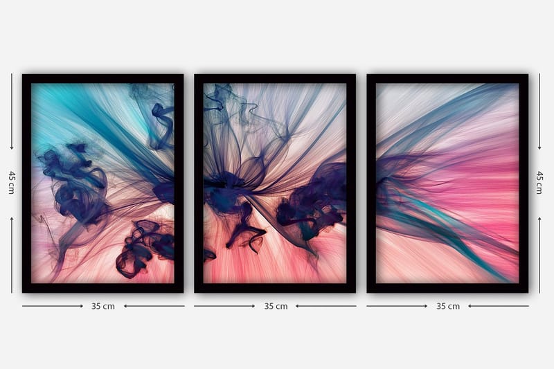 Dekorativ inramad målning 3-Delar 35x45 cm - Flerfärgad - Inredning - Tavlor & konst - Canvastavlor