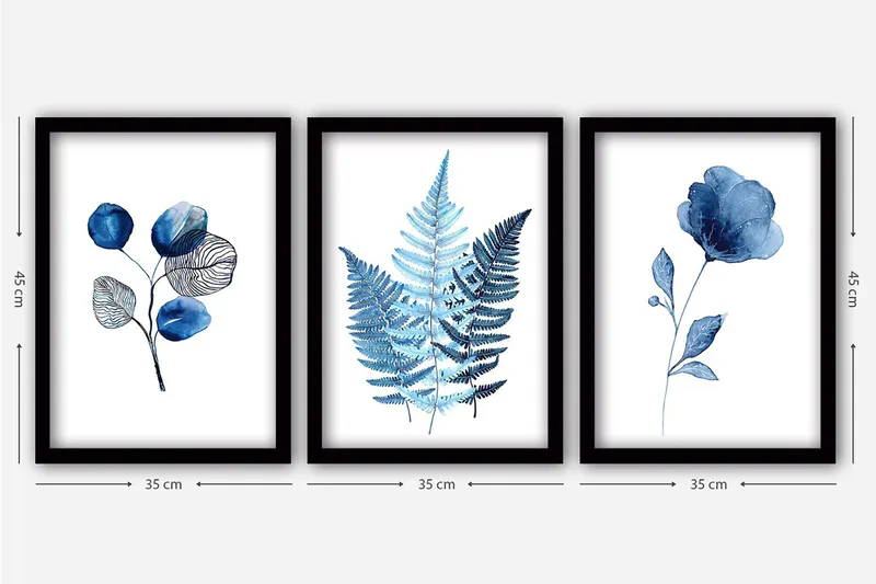 Dekorativ inramad målning 3-Delar 35x45 cm - Flerfärgad - Inredning - Tavlor & konst - Canvastavlor