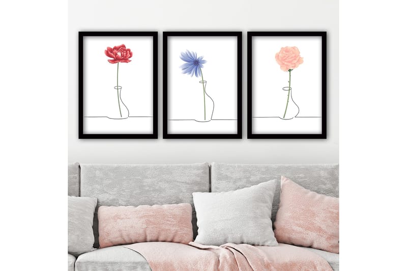 Dekorativ inramad målning 3-Delar 35x45 cm, Flerfärgad