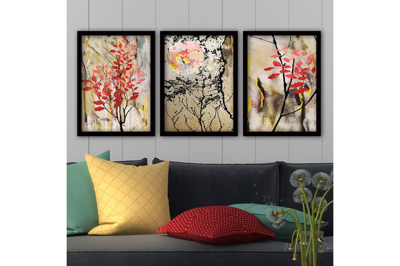 Dekorativ inramad målning 3-Delar 35x45 cm, Flerfärgad