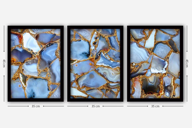 Dekorativ inramad målning 3-Delar 35x45 cm - Flerfärgad - Inredning - Tavlor & konst - Canvastavlor
