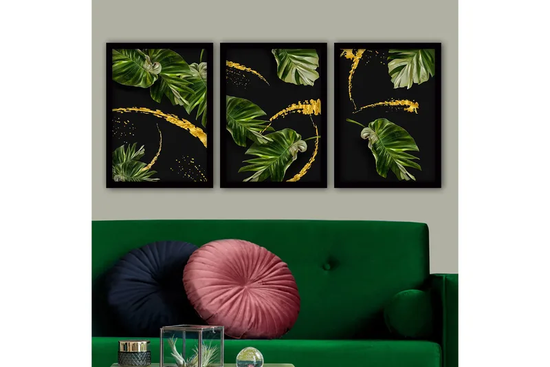 Dekorativ inramad målning 3-Delar 35x45 cm, Flerfärgad