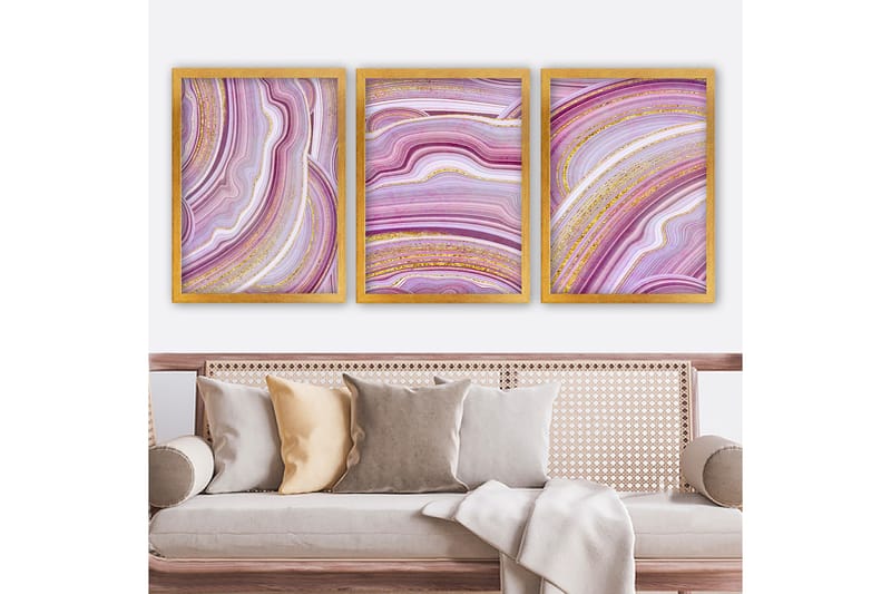 Dekorativ inramad målning 3-Delar 35x45 cm, Flerfärgad