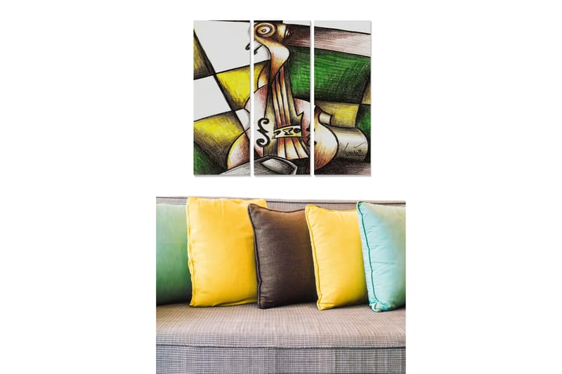 Dekorativ MDF-målning 3-Delar 20x50 cm - Flerfärgad - Inredning - Tavlor & konst - Canvastavlor