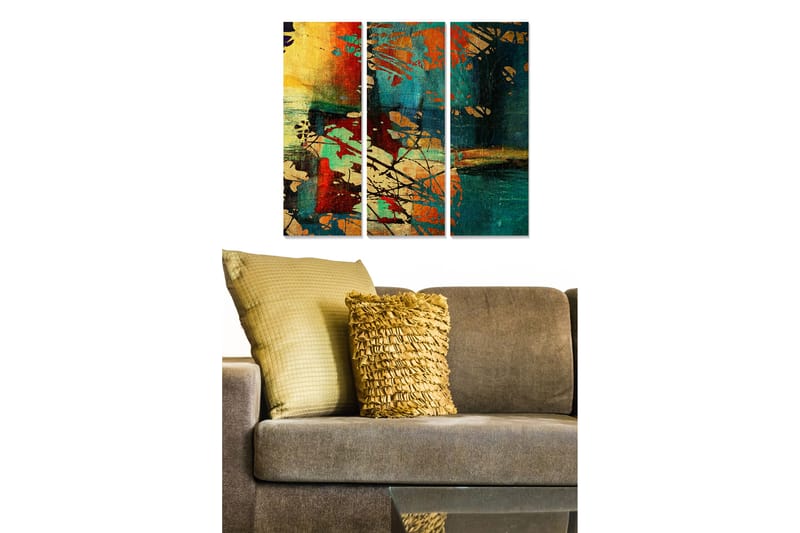 Dekorativ MDF-målning 3-Delar 20x50 cm - Flerfärgad - Inredning - Tavlor & konst - Canvastavlor