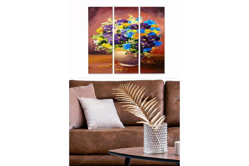 Dekorativ MDF-målning 3-Delar 20x50 cm - Flerfärgad - Inredning - Tavlor & konst - Canvastavlor