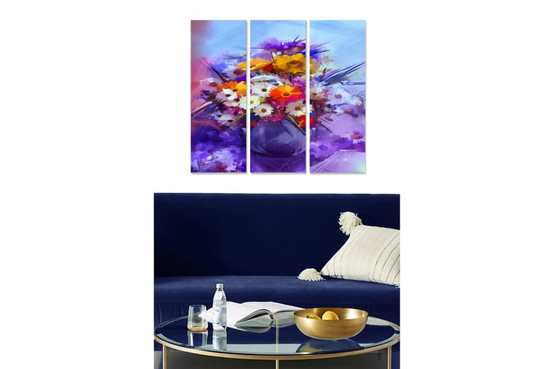 Dekorativ MDF-målning 3-Delar 20x50 cm - Flerfärgad - Inredning - Tavlor & konst - Canvastavlor