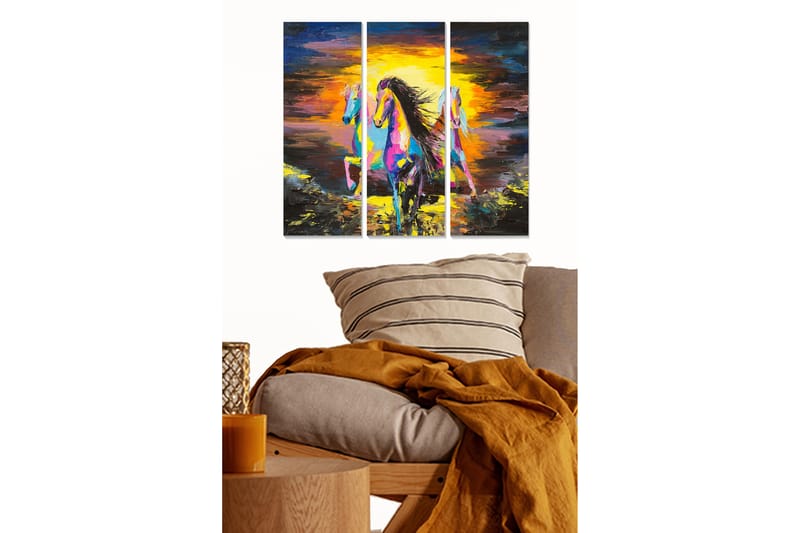 Dekorativ MDF-målning 3-Delar 20x50 cm - Flerfärgad - Inredning - Tavlor & konst - Canvastavlor