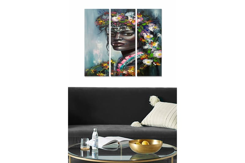 Dekorativ MDF-målning 3-Delar 20x50 cm - Flerfärgad - Inredning - Tavlor & konst - Canvastavlor