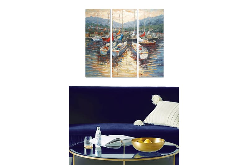 Dekorativ MDF-målning 3-Delar 20x50 cm - Flerfärgad - Inredning - Tavlor & konst - Canvastavlor