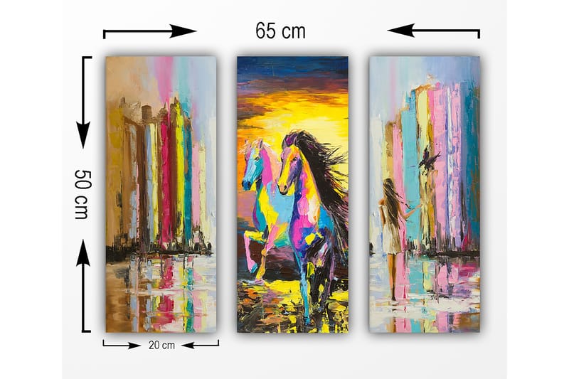 Dekorativ MDF-målning 3-Delar 20x50 cm - Flerfärgad - Inredning - Tavlor & konst - Canvastavlor