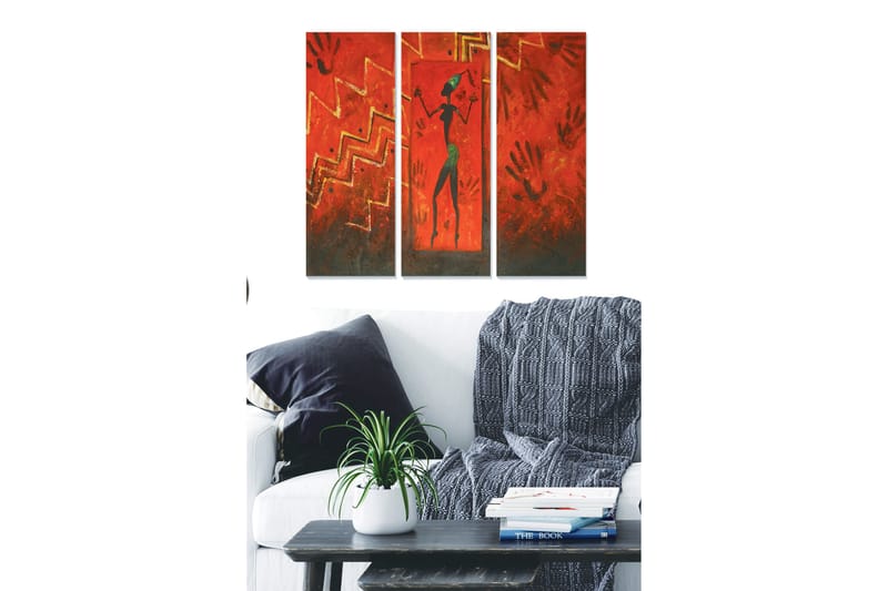 Dekorativ MDF-målning 3-Delar 20x50 cm - Flerfärgad - Inredning - Tavlor & konst - Canvastavlor