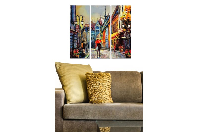 Dekorativ MDF-målning 3-Delar 20x50 cm - Flerfärgad - Inredning - Tavlor & konst - Canvastavlor