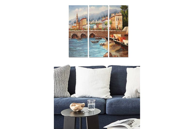 Dekorativ MDF-målning 3-Delar 20x50 cm - Flerfärgad - Inredning - Tavlor & konst - Canvastavlor