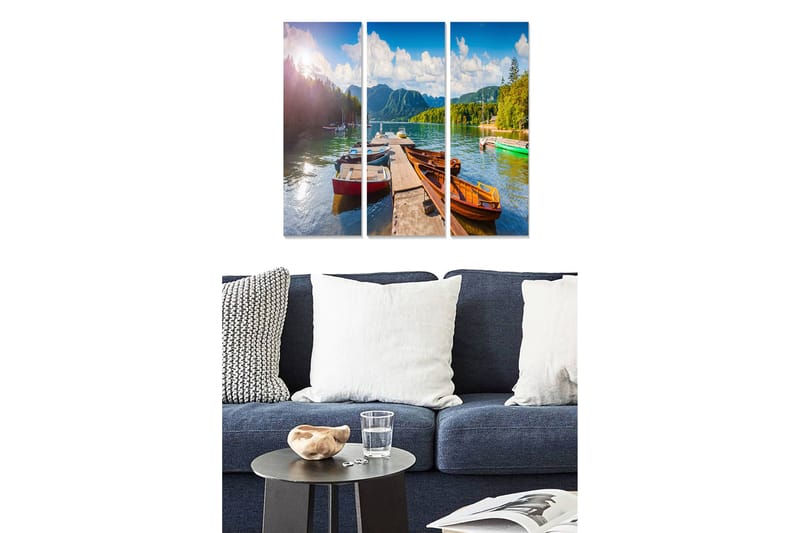 Dekorativ MDF-målning 3-Delar 20x50 cm - Flerfärgad - Inredning - Tavlor & konst - Canvastavlor