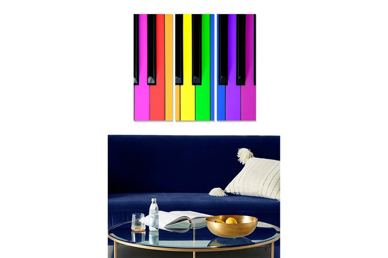 Dekorativ MDF-målning 3-Delar 20x50 cm - Flerfärgad - Inredning - Tavlor & konst - Canvastavlor