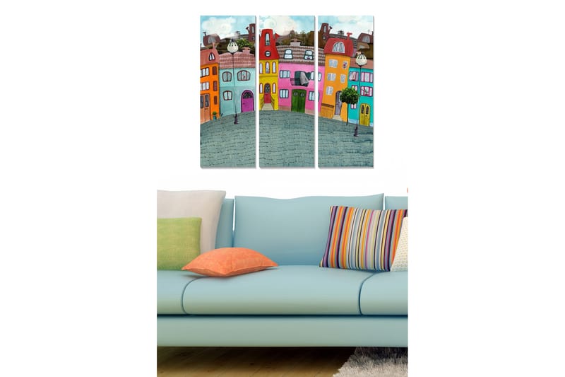 Dekorativ MDF-målning 3-Delar 20x50 cm - Flerfärgad - Inredning - Tavlor & konst - Canvastavlor