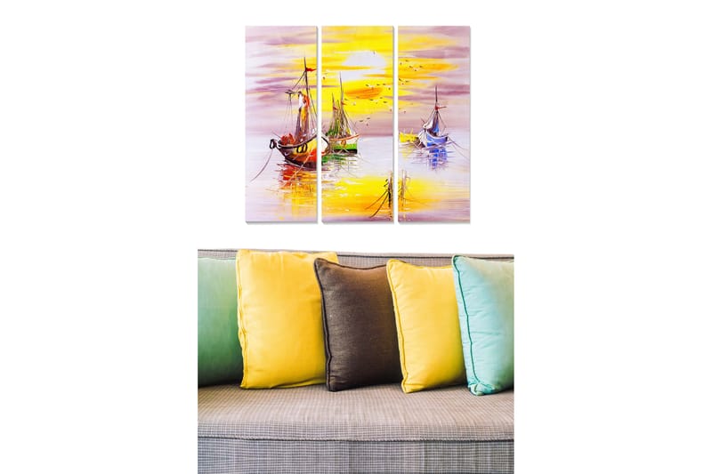 Dekorativ MDF-målning 3-Delar 20x50 cm - Flerfärgad - Inredning - Tavlor & konst - Canvastavlor