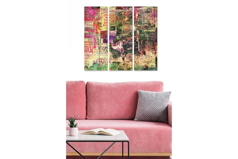 Dekorativ MDF-målning 3-Delar 20x50 cm - Flerfärgad - Inredning - Tavlor & konst - Canvastavlor